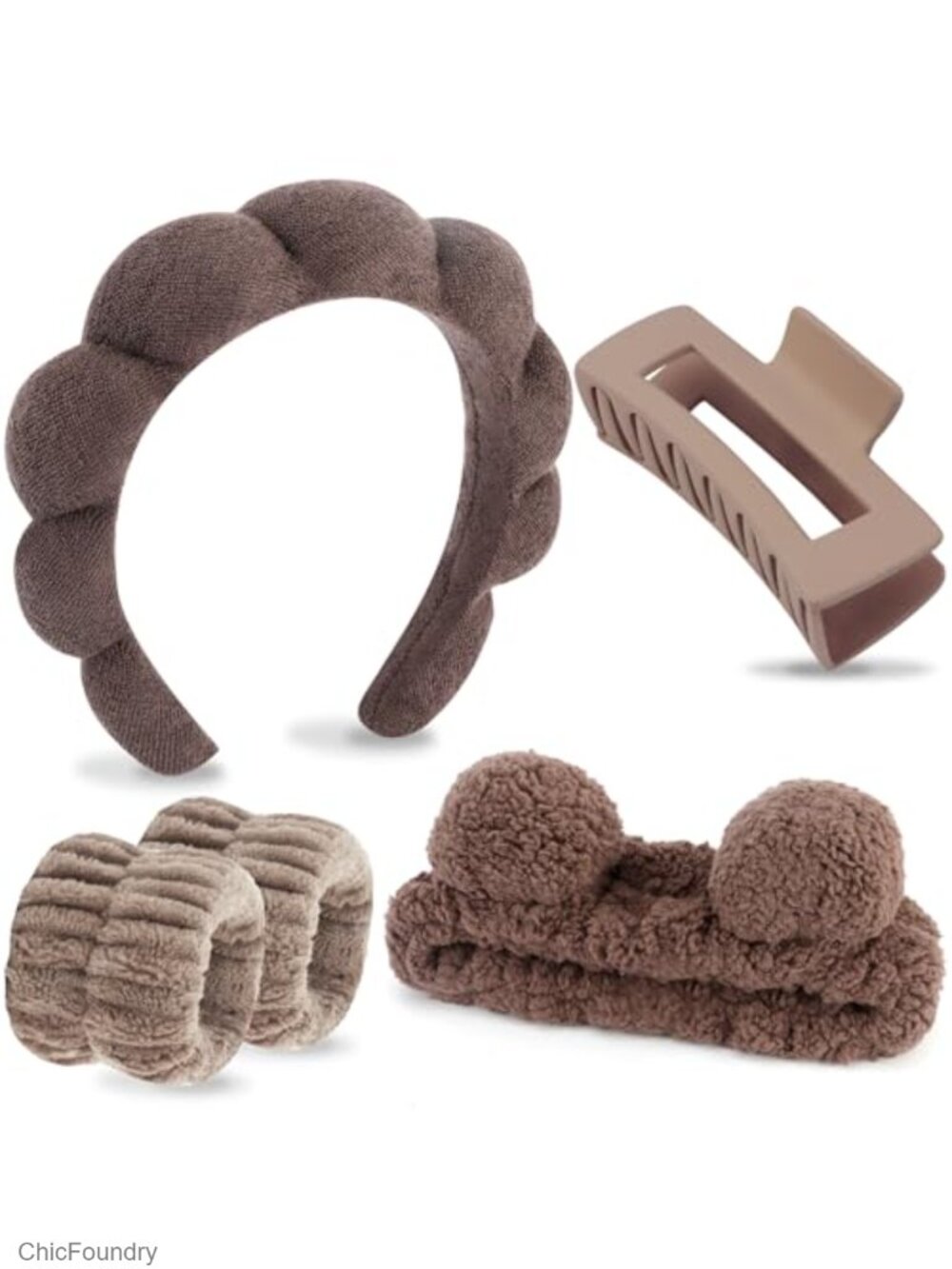 Spa Headband Set with Bow, Microfiber Makeup Face Wash Headbands, 5 Pcs Hair